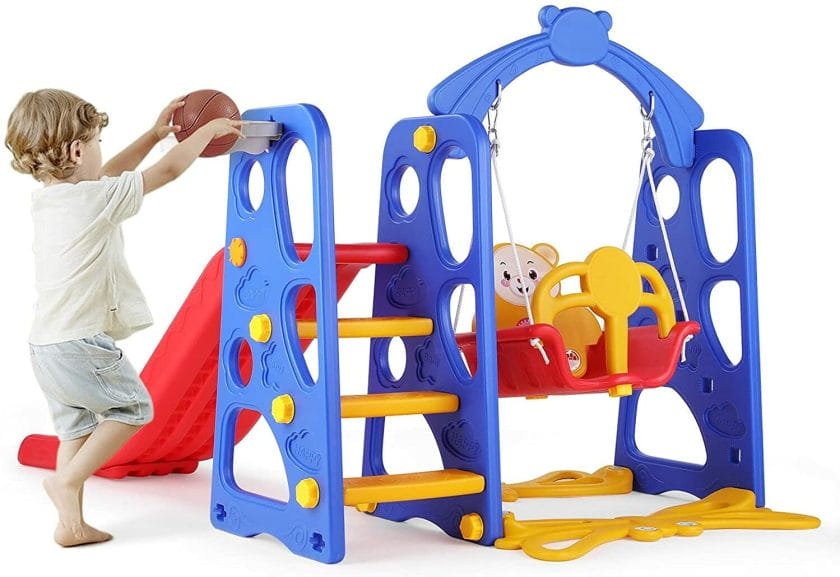 AthLike 4 in 1 Slide and Swing Set for Toddlers