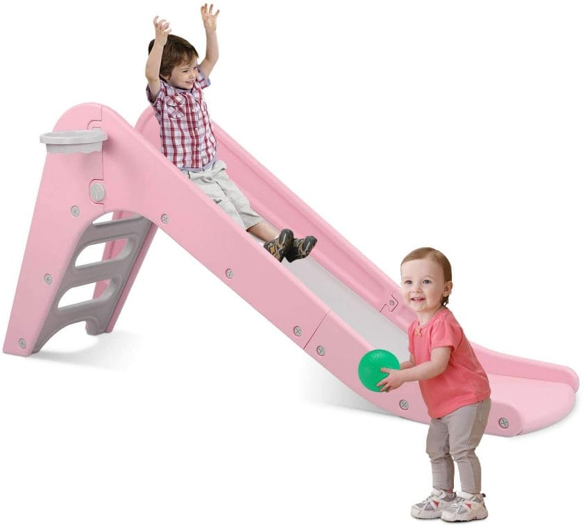 Pirecart Toddler Slide with Basketball Hoop