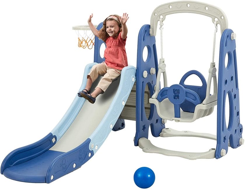 2. Albott Toddler Slide and Swing Set 4 in 1