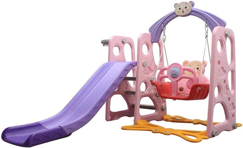 5. DAWNKING 3 in 1 Slide and Swing Set for Toddlers with Music